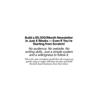 Duston McGroarty – \$5k/Month Newsletter in 4 Weeks + Bonuses Learn Duston McGroarty’s proven system to launch and grow a profitable newsletter business earning \$5k/month in just 4 weeks, plus exclusive bonuses.